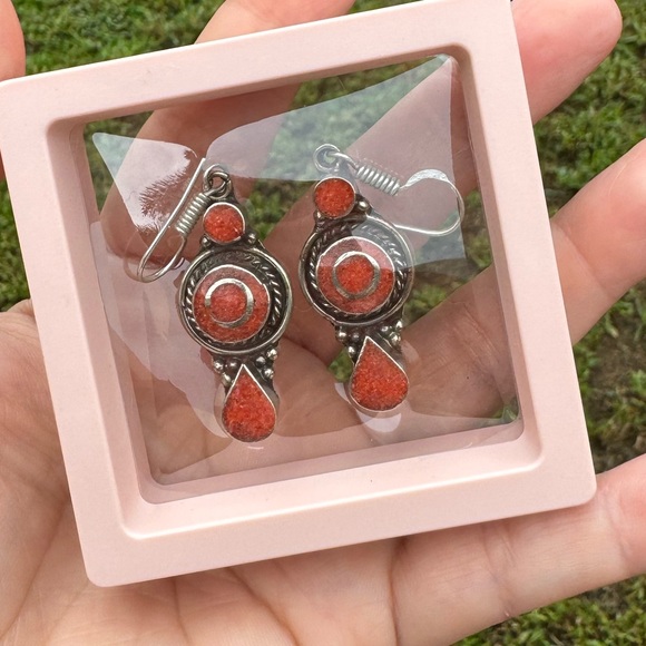 Coral Silver Earrings - Picture 5 of 5